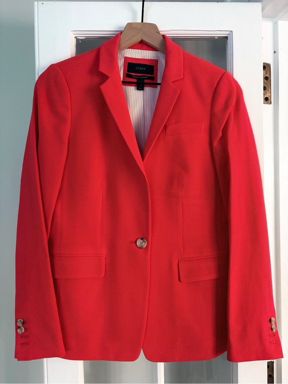J. Crew Regent Wool Single-Button Blazer in Vibrant Poppy